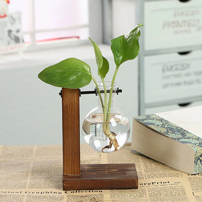 Wooden Hydroponic Plant Vase