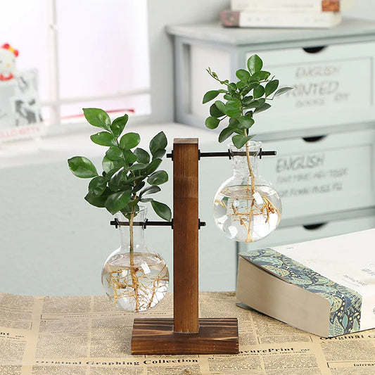 Wooden Hydroponic Plant Vase