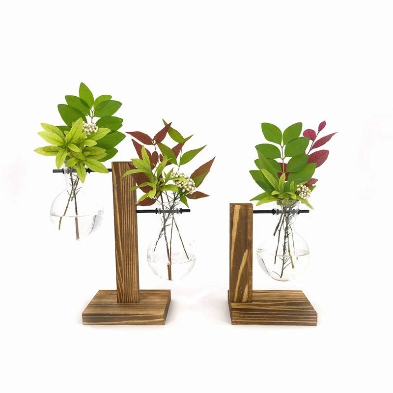 Wooden Hydroponic Plant Vase